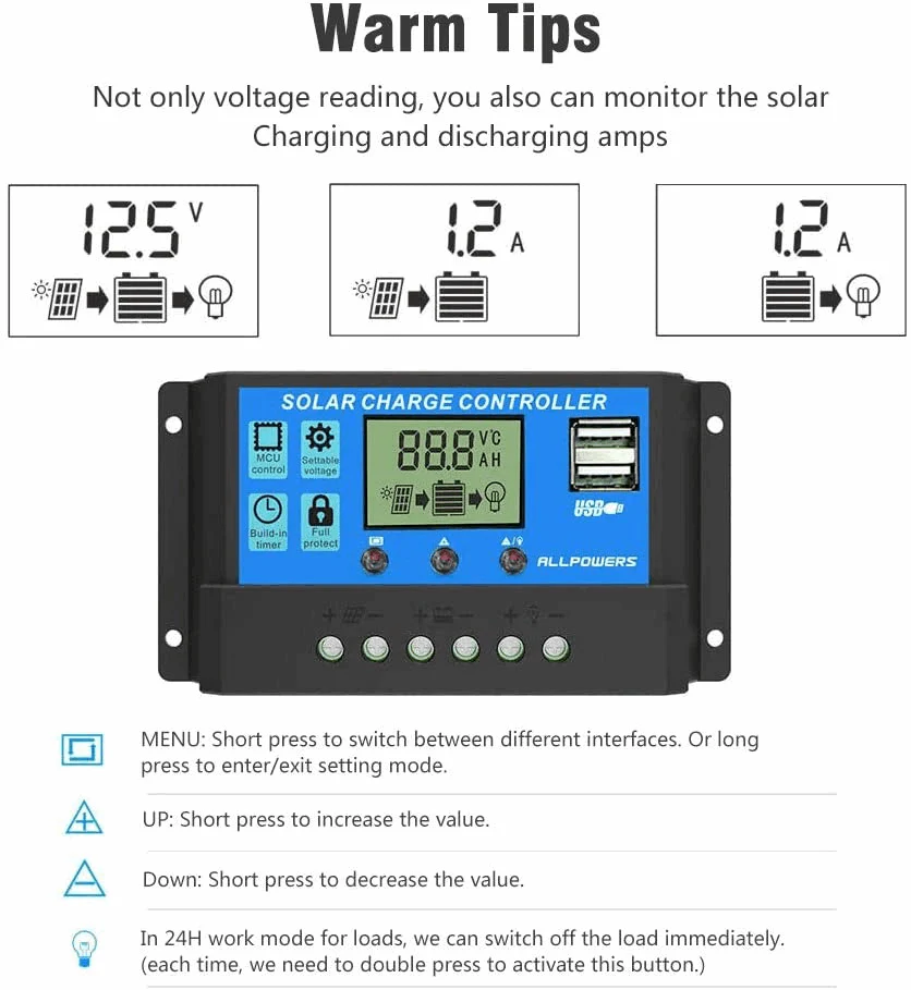 ALLPOWERS Controlador de cargador solar 20A - Image 4