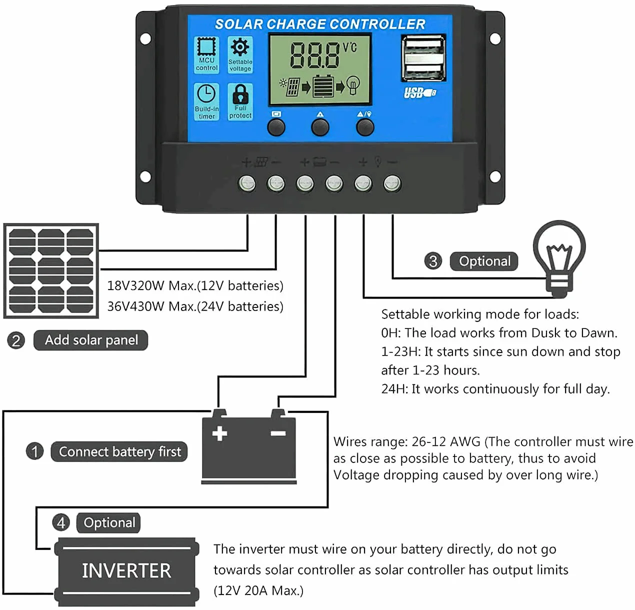 ALLPOWERS Controlador de cargador solar 30A - Image 3