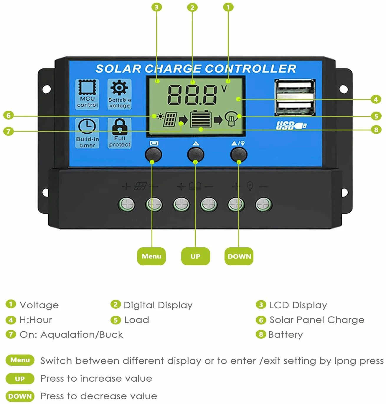 ALLPOWERS Controlador de cargador solar 30A - Image 4