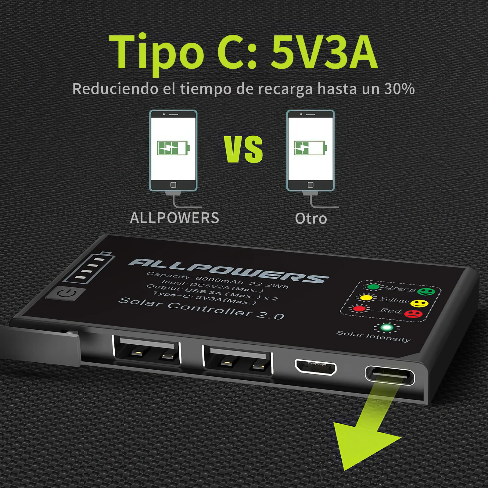 ALLPOWERS SP002 Placa Solar Batería Incorporada de 10000mAh 5V 21W - Image 5